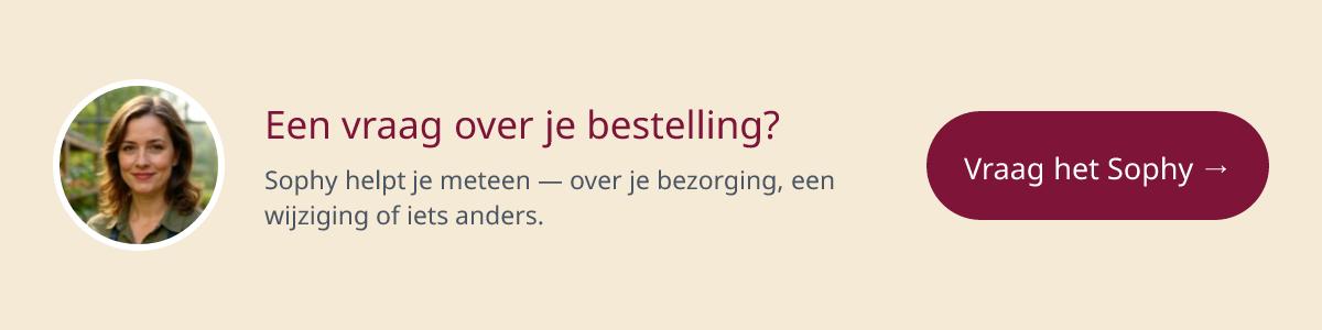 Een vraag over je bestelling? Vraag het Sophy